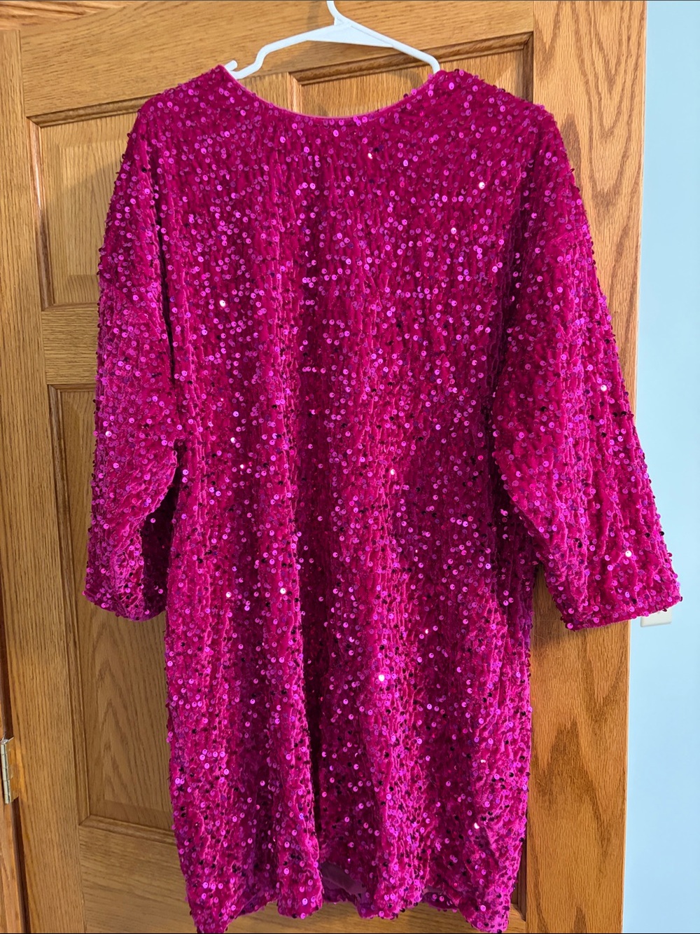 Boohoo Hot Pink Sequin Shift Dress